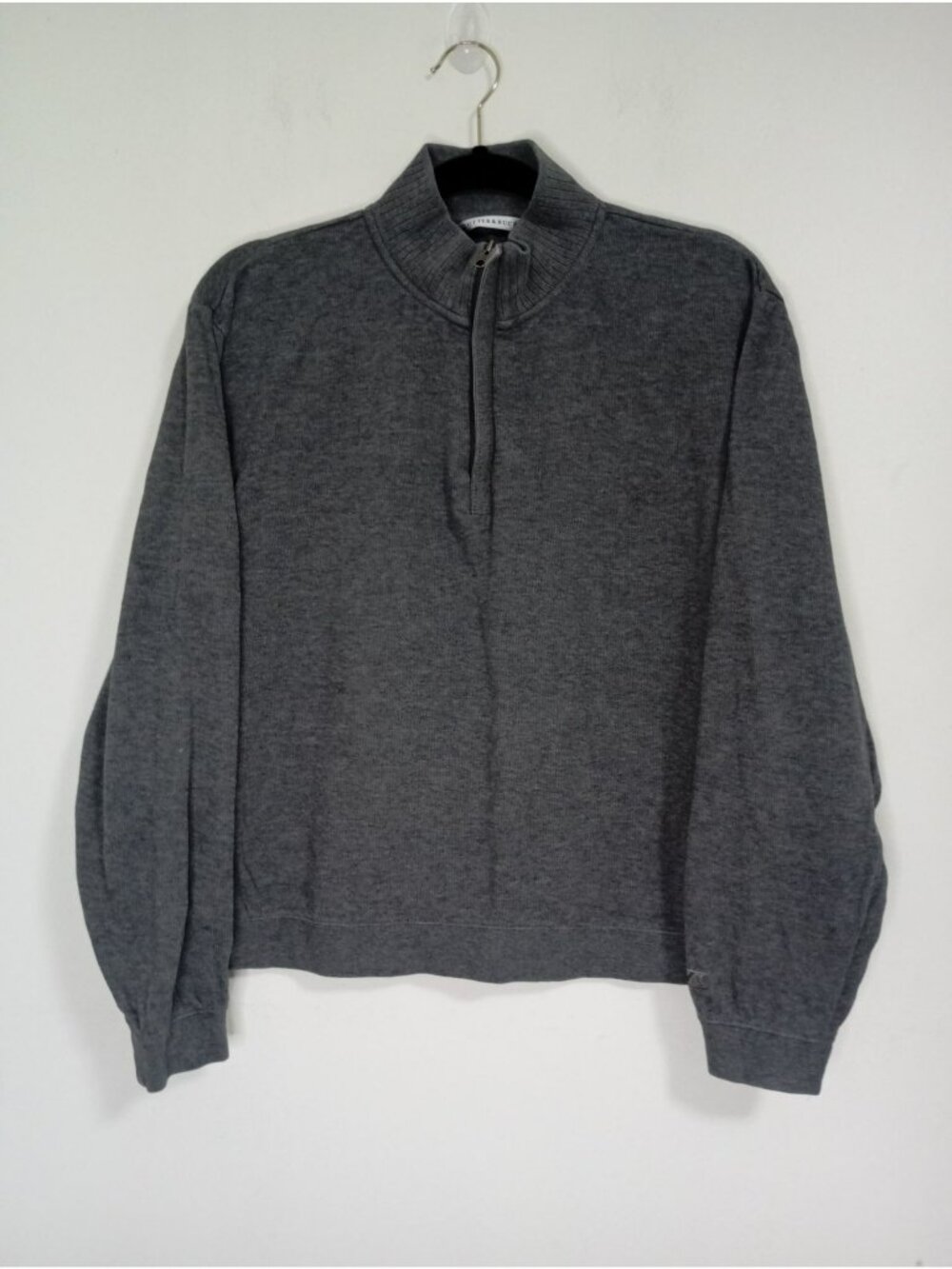 Cutter & Buck Mens Gray Half-Zip Pullover Sweater Cotton Ribbed Collar S